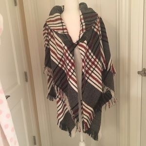 Charming Charlie red & black poncho
